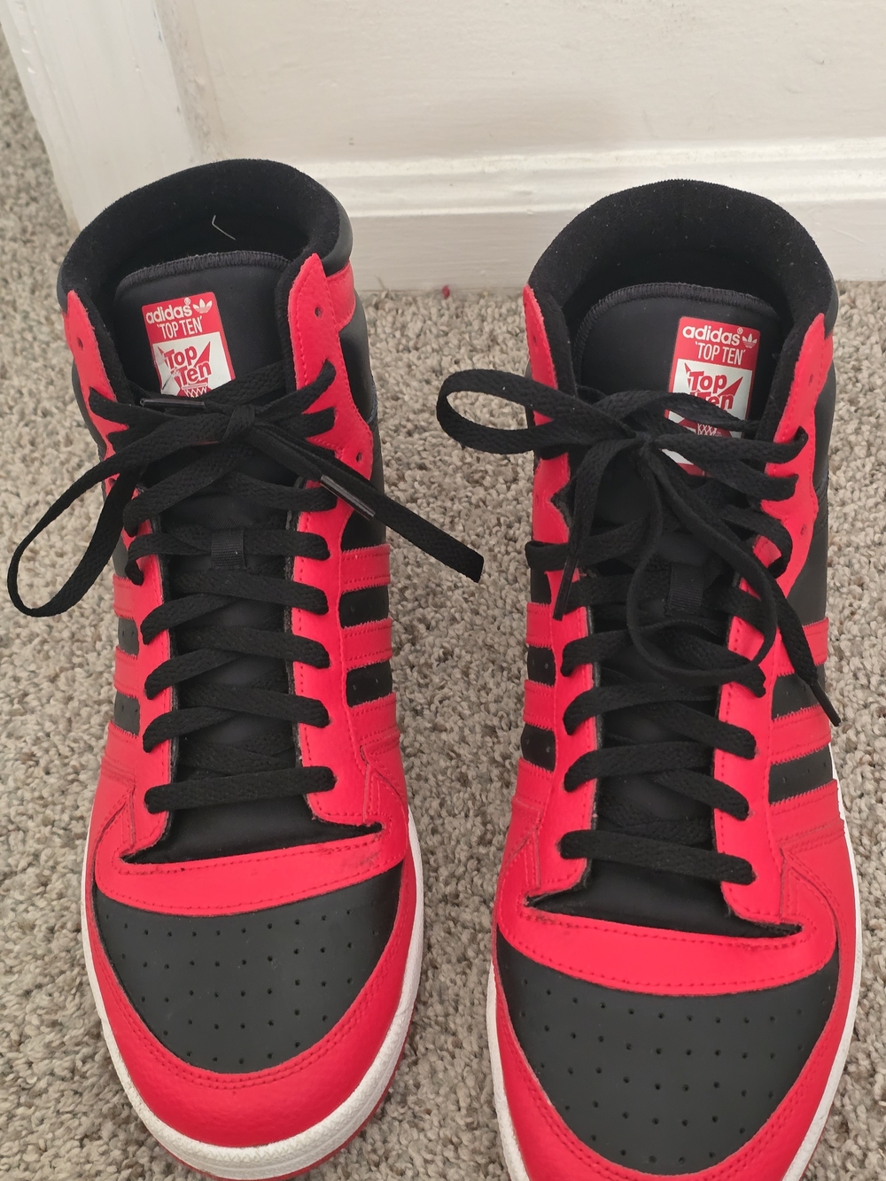 adidas Top Ten Hi-Top Sneakers in Red and Black 14